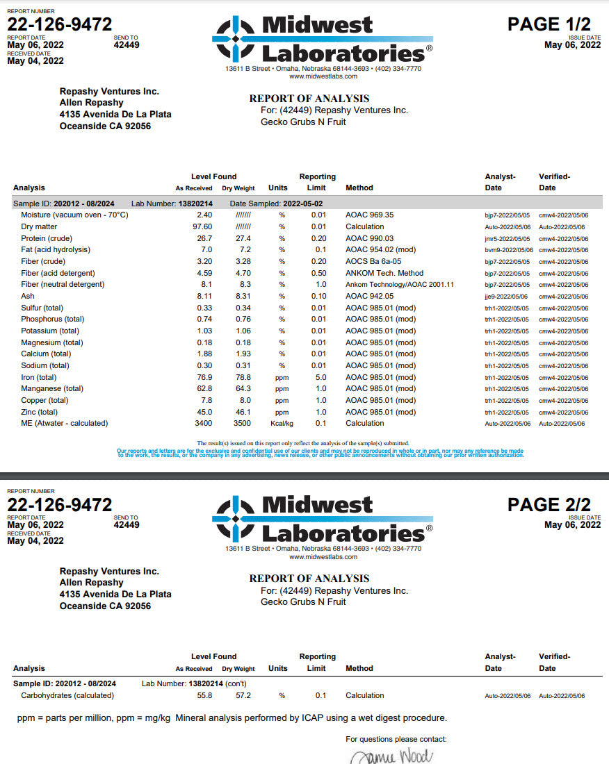 Repashy Grubs 'N' Fruit Gecko Diet